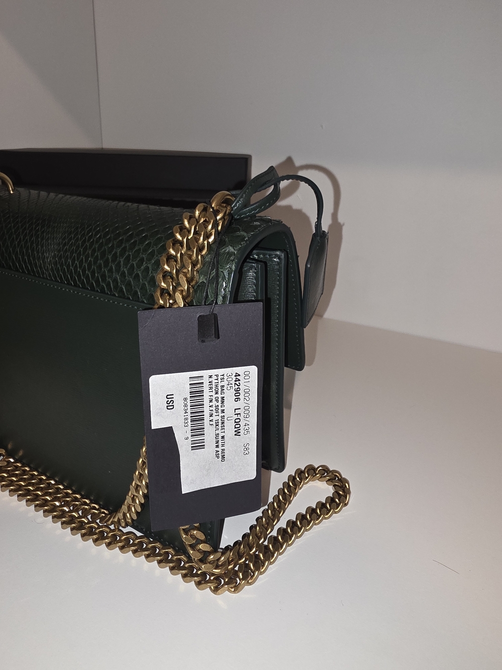 Saint Laurent Forest Green Textured Monogram Shoulder Bag - Picture 4 of 4